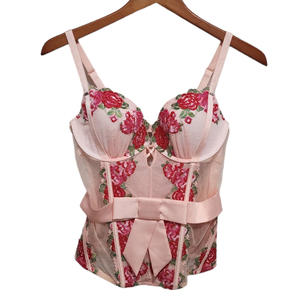 Victoria’s Secret Rare 2013 collection 36C Pink Rose Bustier Corset Pushup Bow